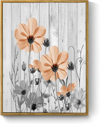 Miniatura 8 de MEUNEAR Lienzo decorativo de pared con flores silvestres rosas y grises para sala de estar, pintura abstracta de plantas rústicas para dormitorio