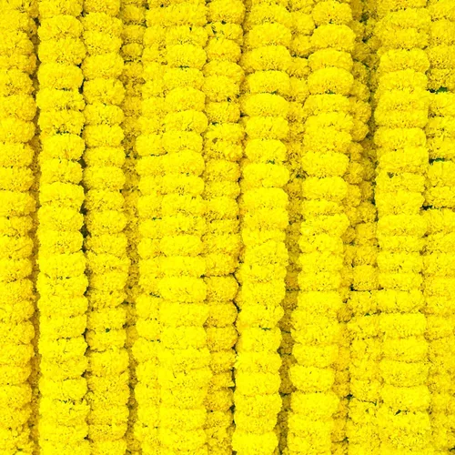 Tigeen 60 guirnaldas de caléndula para decoración de 4 pies, flores artificiales de caléndula para decoración de manto, flores de caléndula india,