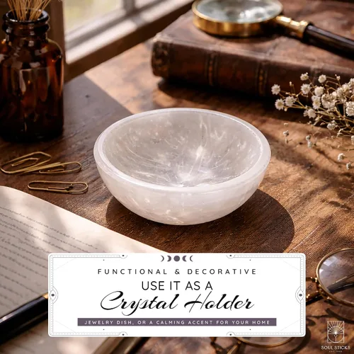 Miniatura 5 de Soul Sticks Cuencos de cristal de selenita para manchas, curación y recarga de cristales, cuenco de selenita pura y estación de carga de cristal