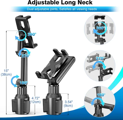 Miniatura 4 de Soporte para tablet de automóvil para camión, iPad con soporte de brazo ajustable de 15 pulgadas para tablet iPhone 4.7-13 pulgadas, iPad Pro Air
