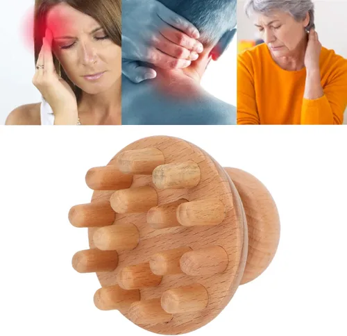 Miniatura 2 de HURRISE Masajeador de cabeza de madera, forma elimina molestias, reduce el estrés, herramienta de masaje de cabeza para dolor de cabeza