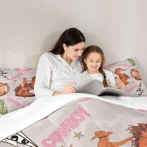 Miniatura 7 de Castle Fairy Juego de edredón de vaquero occidental, tamaño matrimonial, juego de ropa de cama de estilo bohemio con estampado de leopardo, rayo