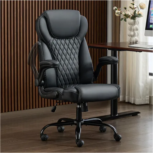 Miniatura 12 de amseatec Silla de oficina grande y alta con reposapiés, silla ergonómica de cuero con respaldo alto, bloqueo infinito reclinable de 90° a 135°, 20