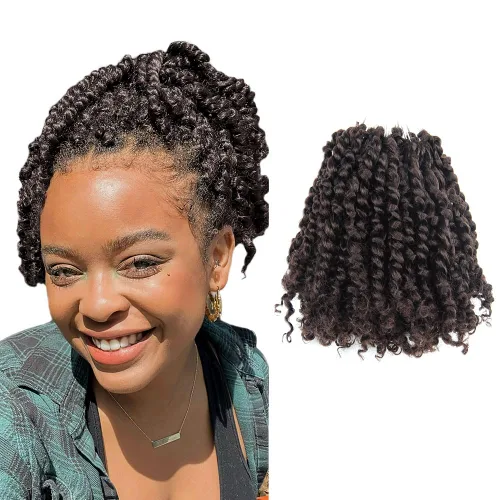 Miniatura 22 de Pelo Passion Twist de 8 pulgadas, trenzas de ganchillo pretrenzadas, paquetes de 8 paquetes (1B/negro natural)