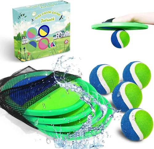 Miniatura 10 de Jalunth Juego de Atrapar Pelotas con Paletas - Juguetes de Playa Patio Trasero Piscina Juegos al Aire Libre Patio Trasero Camping Lanzar Atrapar