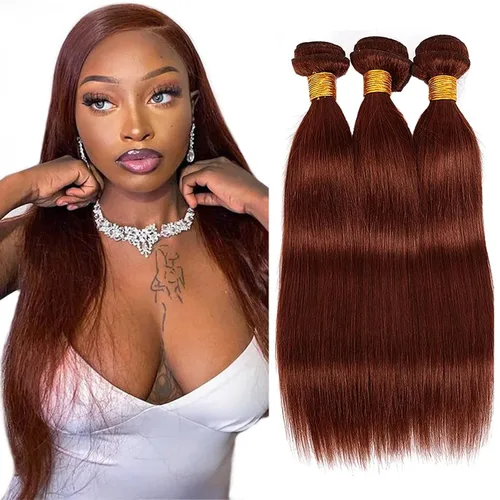 Miniatura 177 de Color 30 paquetes de cabello humano marrón onda del cuerpo paquetes 8 10 12 pulgadas brasileño virgen Remy extensiones de cabello humano doble trama