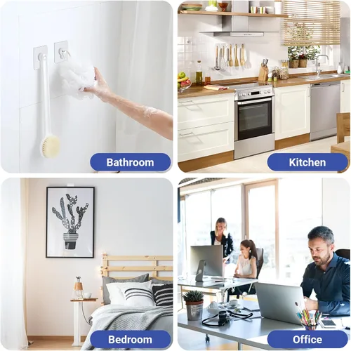 Miniatura 8 de Perchas para cuadros sin clavos, perchas de pared sin uñas, 20 unidades de ganchos de pared adhesivos para colgar con impermeable y a prueba