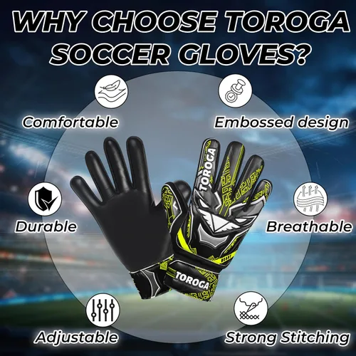 Miniatura 2 de Guantes de portero para niños y jóvenes, guantes de portero de fútbol, agarre de látex fuerte, soporte de muñeca doble y malla transpirable, guantes