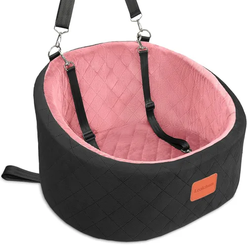 Miniatura 8 de Lealchum Asiento de automóvil para perros pequeños de hasta 30 libras, relleno de tela ultra suave en espuma viscoelástica cómoda, paseo feliz