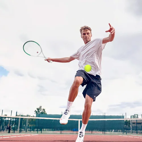 Miniatura 6 de Raqueta de tenis para 2 jugadores adultos, perfecta para principiantes y jugadores profesionales, raqueta de tenis de velocidad de 27", incluye