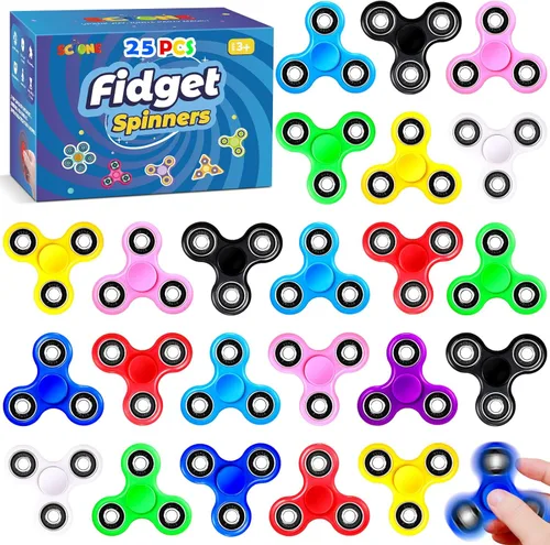 SCIONE Fidget Spinners, paquete de 25 regalos de fiesta de cumpleaños para adultos y niños, juguetes de caja del tesoro para premios de aula,
