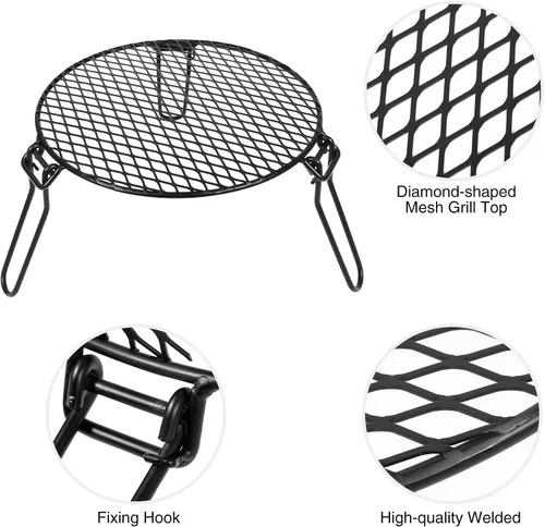 Miniatura 5 de REDCAMP Parrilla plegable de 18 pulgadas para fogata individual, parrilla de trípode portátil de hierro con rejilla de cocción de acero, soporte