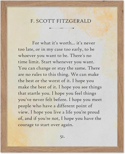 Miniatura 55 de Poster Master Póster con texto en inglés «For What Its Worth» de F. Scott Fitzgerald - Impresión - Arte de Página de Libro - Arte Literario - Regalo