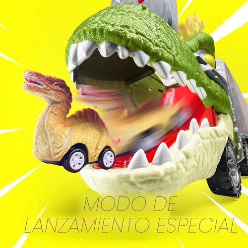 Miniatura 3 de JOYIN Juguetes de dinosaurio 13 en 1 para niños de 3 a 5 años, camión de dinosaurio con 12 autos de tracción, juguetes de regalo de cumpleaños