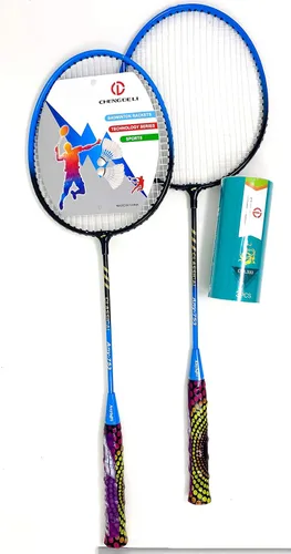 Miniatura 2 de Raqueta de bádminton de alta calidad, par de 2 raquetas con 3 volantes y bolsa de transporte incluida, para jugadores profesionales y principiantes