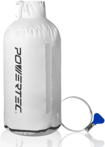 Miniatura 11 de POWERTEC 70474 - Bolsa colectora de polvo y codo de 90 grados ID/OD de 4 pulgadas, filtro de 30 micrones con abrazadera de manguera de llave de 4