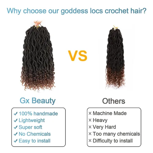 Miniatura 5 de Cabello de Ganchillo Goddess Locs - 8 Paquetes de 12 Pulgadas de Cabello Rizado Faux Locs de Ganchillo para Mujeres Negras, Cabello Rizado 1B-30#