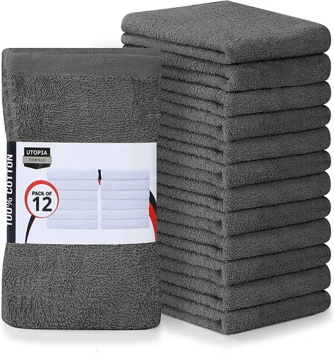 Miniatura 17 de Utopia Towels - Toallas de cocina, paquete de 12 toallas de 16 x 19 pulgadas, 100 % algodón, toallas de barra superabsorbentes negras, toallas