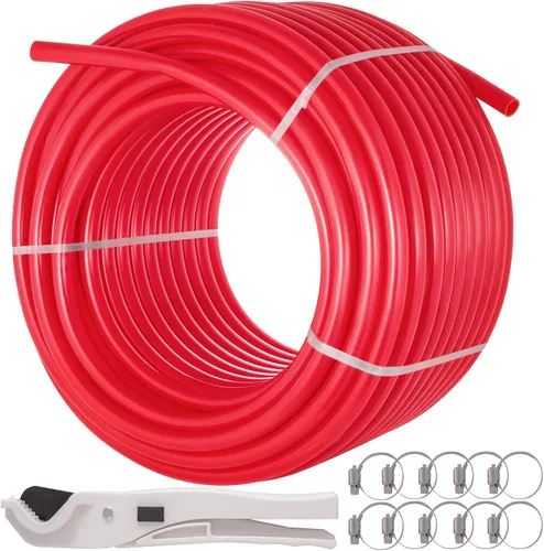 Miniatura 13 de VEVOR Oxygen-Barrier PEX Tubing 300Ft Rojo 1/2 pulgada Radiante Piso PEX Tubo Radiante Calor Piso Calefacción Plomería Tubería de Agua Fría
