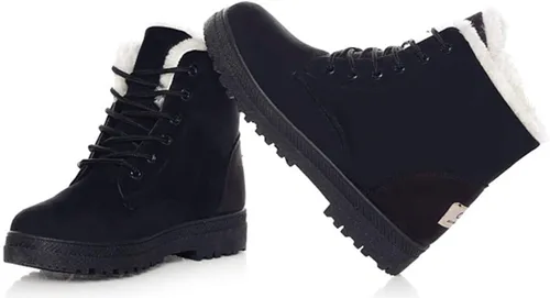Miniatura 3 de DADAWEN Botas de nieve de gamuza impermeables con cordones para mujer