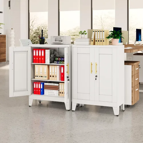 Miniatura 26 de Gabinete de Almacenamiento de Metal Negro, Gabinete de Almacenamiento Alto de 36" con Cerradura y 2 Estantes Ajustables, Organizador de Casillero
