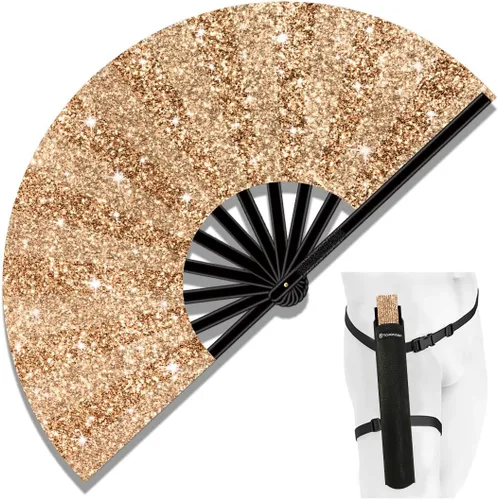 Miniatura 16 de Ventilador de Rave Plegable Grande de 13", Ventiladores de Mano Clack Plegables con Funda para Baile en Línea, Ventilador Boots On The Ground