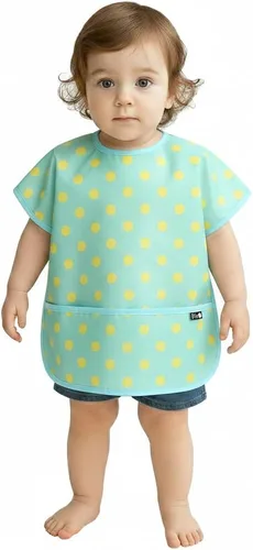 Miniatura 34 de Plie Short Sleeve Waterproof Bib for Toddlers – Easy Clean Feeding Apron for Mealtime, Daycare, Self-Feeding, Lightweight