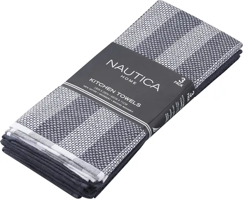 Miniatura 8 de Nautica Toallas de cocina 100% algodón, paños de limpieza reutilizables superabsorbentes, paños de cocina, toallas de mano para secar platos, juego