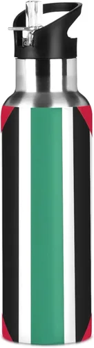 Miniatura 8 de Vertical Stripes Black Insulated Stainless Steel Water Bottle with Straw 32 Oz, BPA-Free Sports Water Bottle Leakproof Water Bottles