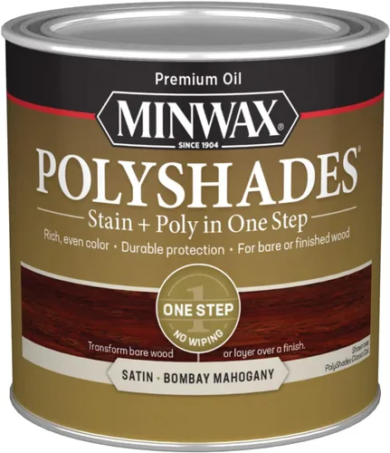 Miniatura 59 de Minwax PolyShades Tinte de Madera + Acabado de Poliuretano – Cuarto, Roble Misión, Brillo Mission Oak