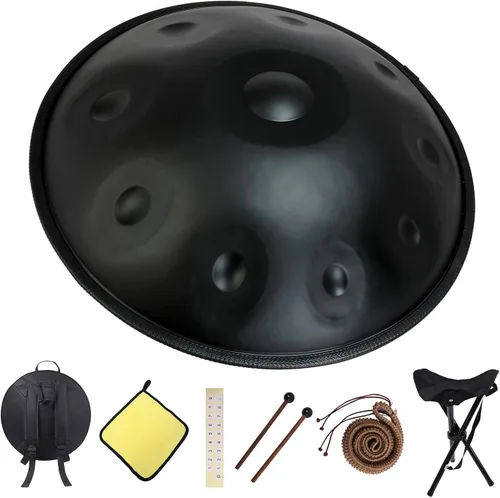 Handpan - Instrumento de tambor Kurd de 22 pulgadas en D menor, 10 notas, para rendimiento profesional, tambores de sonido de 440 Hz para adultos