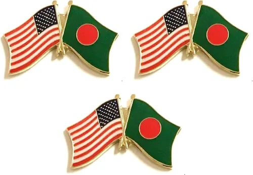 Miniatura 165 de 3 Pines de solapa con banderas de Estados Unidos y países internacionales, paquete de 3 pines dobles con diseño de banderas de Estados Unidos