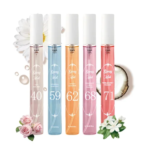 Juego de fragancia en aerosol, 5 perfumes de tamaño de viaje, aromas de larga duración, un mini juego de perfumes con una fragancia floral