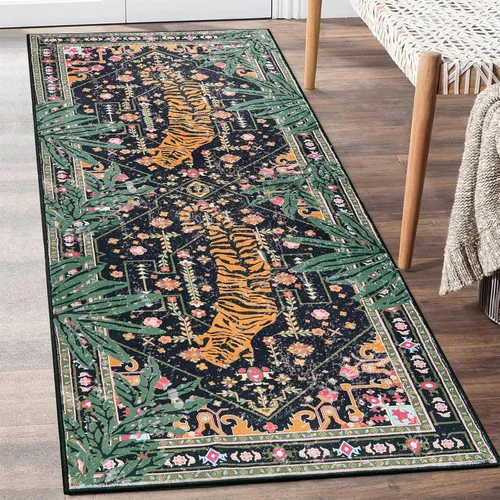 Miniatura 29 de Alfombras hippie, alfombras de 2 x 3 de lana sintética tropical rosa boho para baño, cocina, entrada interior pequeña. Alfombra moderna vintage
