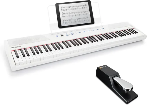 Miniatura 8 de Alesis Recital - Teclado de piano digital de 88 teclas con teclas semipesadas, 5 voces, lecciones de piano y auriculares de piano M-Audio HDH40