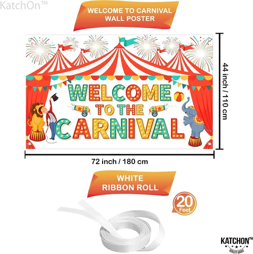 Miniatura 5 de Cartel de bienvenida al carnaval extragrande con globo de carnaval - 72 x 44 pulgadas Decoraciones de carnaval, decoraciones de fiesta temática