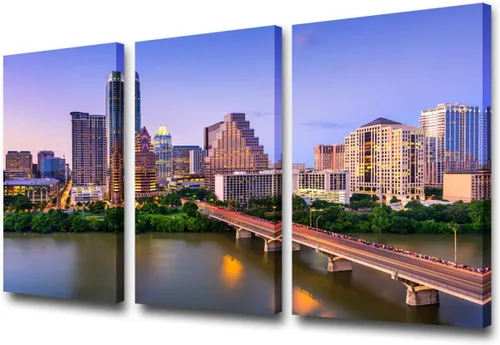 Miniatura 145 de San Antonio Sundown - Impresión en lienzo, paisaje de ciudad de pared grande, paisaje urbano extra grande de Texas, impresión de pared de horizonte