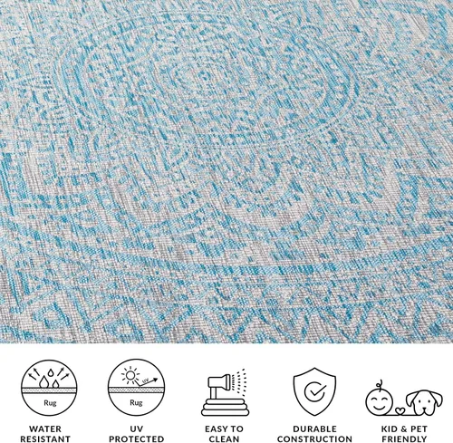 Miniatura 147 de SAFAVIEH Alfombra lavable para exteriores, colección Courtyard - Pasillo de 2.3 x 8 pies, color beige claro y marrón claro, no desprende pelusa