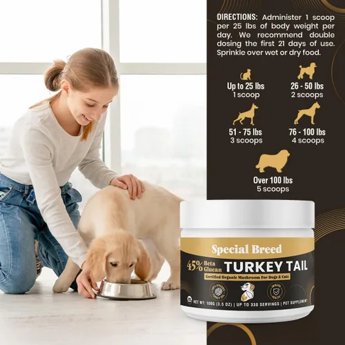 Miniatura 8 de Hongo orgánico de cola de pavo para perros y gatos, 45% beta glucano estandarizado, cuerpo fructífero extraído de agua caliente, probado por