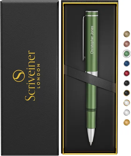 Miniatura 17 de Scriveiner Bolígrafo de Bola Negro EDC de Lujo, Impresionante Bolígrafo de Bola de Bolsillo con Acabado de Oro Real, Gran Regalo para Hombres