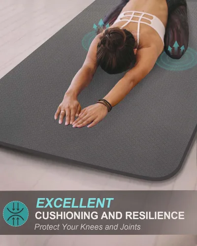 Miniatura 4 de Extra Long & Wide Thick Yoga Mat for Tall Men & Women, 84'' x 32'' x 7mm Oversized Yoga Mat Double-Sided Non Slip, Pro TPE Yoga Mats with Strap Gris
