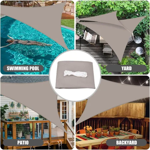 Miniatura 6 de Neween Toldo Vela, 6'7'' x 6'7'' x 6'7'' Toldo Vela Triangular Impermeable para Patio Jardín Terraza Cubierta Pérgola Exterior Toldo Vela 98% Arena