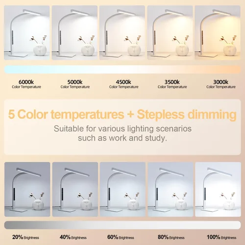 Miniatura 4 de Lámpara de escritorio LED para oficina en casa, luz de trabajo de computadora de arquitecto, atenuación continua de temperatura de color táctil