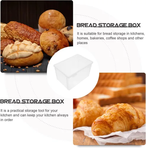 Miniatura 3 de UPKOCH Contenedor de pan hermético para almacenamiento de pan, caja de tostadas, dispensador de pan y pasteles, dispensador de ahorro transparente