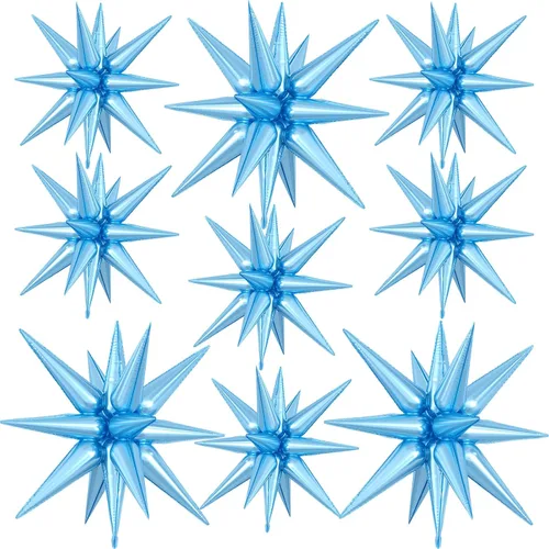 Miniatura 27 de 9 piezas de globos de estrella beige, grandes globos de papel de aluminio en forma de estrella en explosión, globos de Mylar en punta color crema