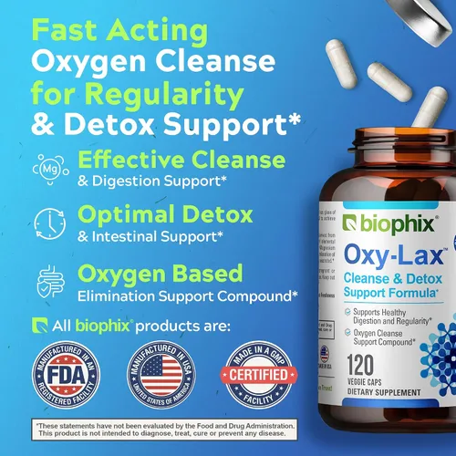 Miniatura 6 de biophix Oxy-Lax 750 mg 120 Vcaps - Laxantes naturales para el estreñimiento ocasional - Laxante de magnesio con magnesio oxigenado - Limpieza