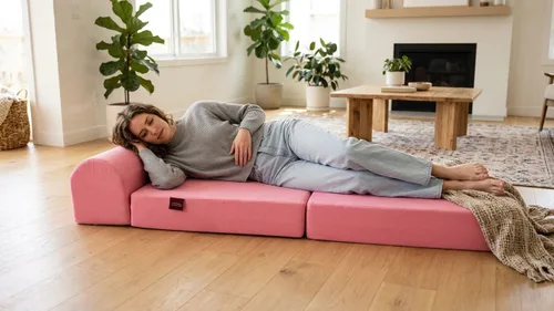 Miniatura 6 de D&D Futon Furniture Cama plegable de espuma para silla de dormir, sofá cama portátil para invitados, 6 x 32 x 70 pulgadas, color rosa