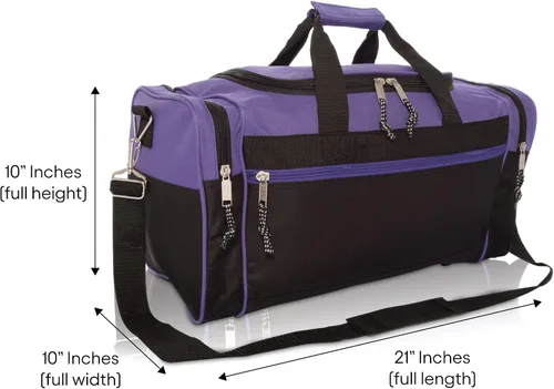 Miniatura 6 de DALIX - Bolsa deportiva para gimnasio y viajar de 19pulgadas, color negro, rojo, rosa, morado, azul marino, gris y azul, Púrpura), DF-019-Purple