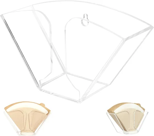 Kamehame Soporte para filtro de café, estante dispensador de filtro de café de montaje en pared, contenedor de almacenamiento de acrílico