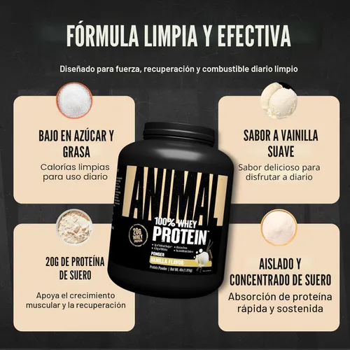 Miniatura 5 de Animal 100% Proteína de Suero en Polvo – Mezcla de suero para pre-entrenamiento o post-entrenamiento, recuperación o reemplazo de comida bajo